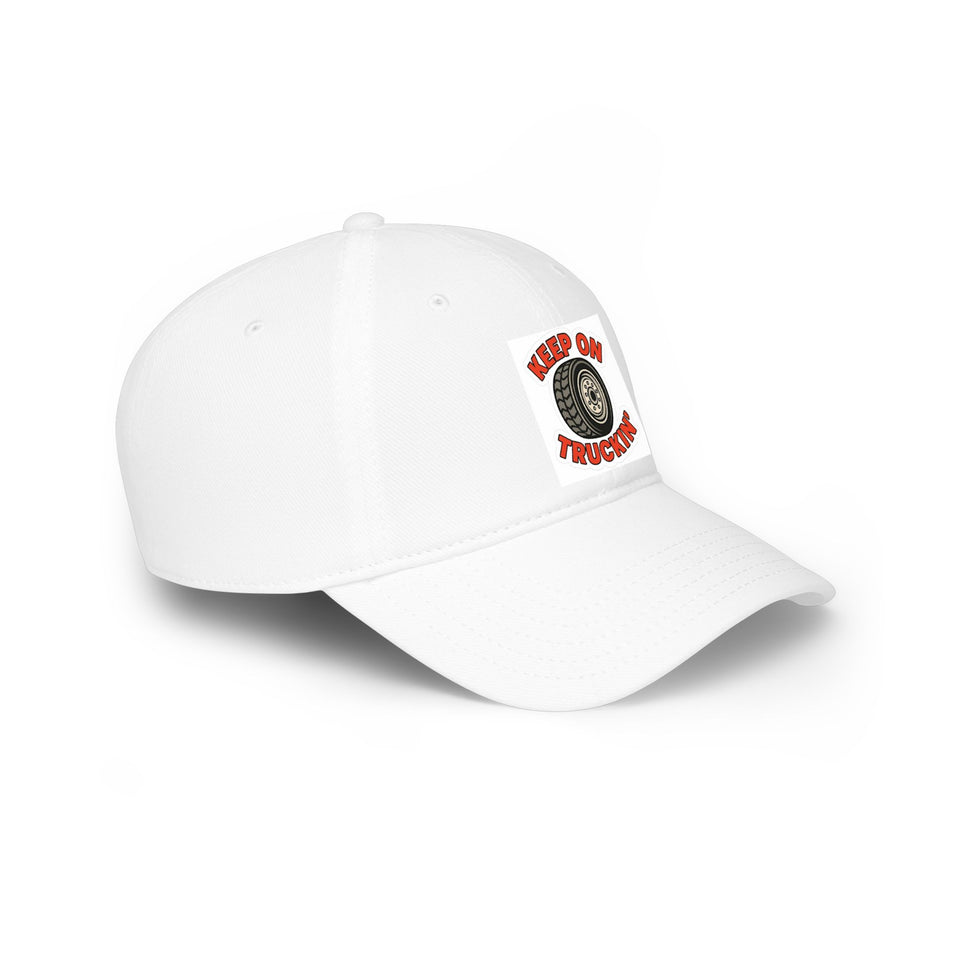 Keep On Truckin' Cap — Low Profile Baseball Hat with Vintage Truck Tire Graphic