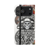 Trucker Sticker Collage Flip Case — Wallet Phone Cover for Truck Drivers