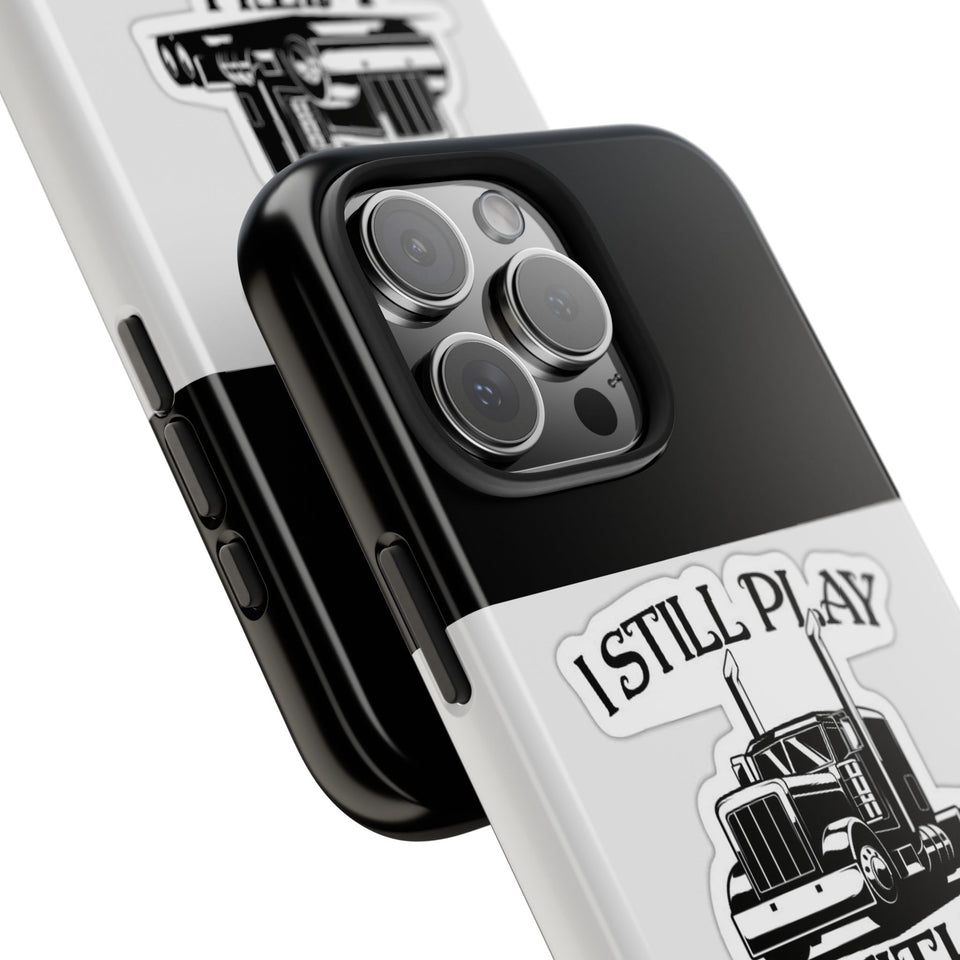 I Still Play With Trucks Phone Case — Retro Semi Truck Protective Cover for Truckers & Truck Lovers