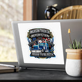 Sticker — "American Trucker, American Veteran: Proud to Be Both" Vinyl Kiss-Cut