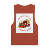 Trucker Flame Tank — "You Don't Truck Life, Life Trucks You" Graphic Muscle Tee