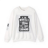 Trucker Crewneck Sweatshirt – "If the Wheels Ain't Turning You Ain't Earning" Vintage Rig Graphic