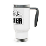 Trucker Heartbeat Stainless Steel Travel Mug – 14oz Insulated Coffee Tumbler with Handle