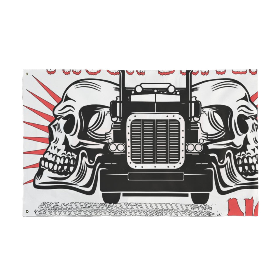 Double-Sided Truck Flag — Big Rig Skull Design (Grommeted Outdoor/Patio Banner)