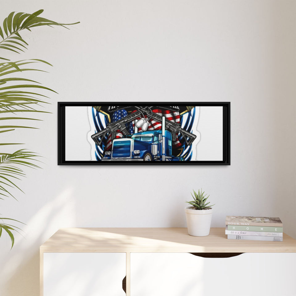 American Trucker American Veteran Framed Canvas - "Proud To Be Both" Patriotic Wall Art