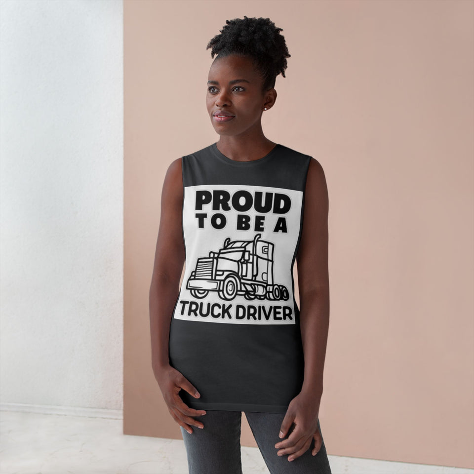 Truck Driver Tank Top — "Proud to Be a Truck Driver" Graphic Sleeveless Shirt
