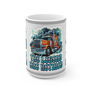 Retired Trucker Ceramic Mug — “The Legend Has Retired” Coffee Cup