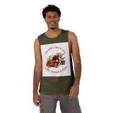 Trucker Flame Tank — "You Don't Truck Life, Life Trucks You" Graphic Muscle Tee