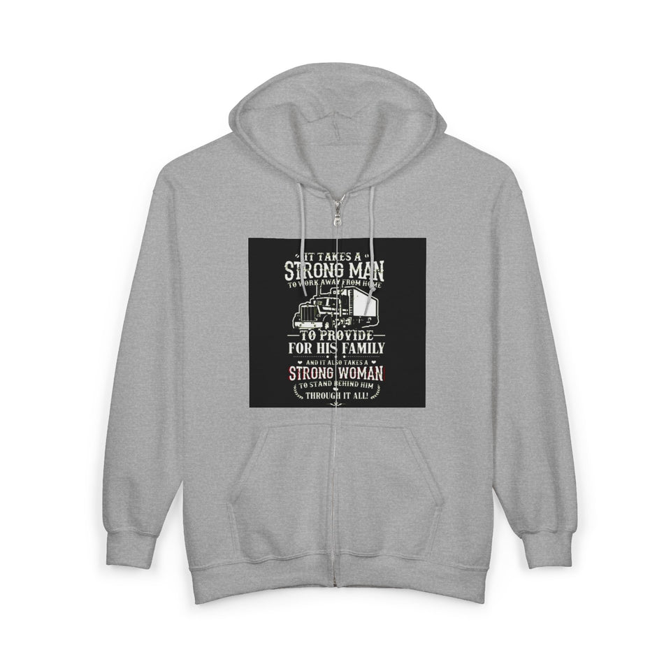 Strong Man Strong Woman Zip Hoodie – 'It Takes a Strong Man to Provide' Family Tribute