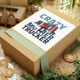 Crazy Mother Trucker Sticker — Retro Big Rig Truck Kiss-Cut Decal for Truckers & Gifts