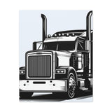Semi Truck Wall Art Stretched Canvas – Black & White Trucker Decor