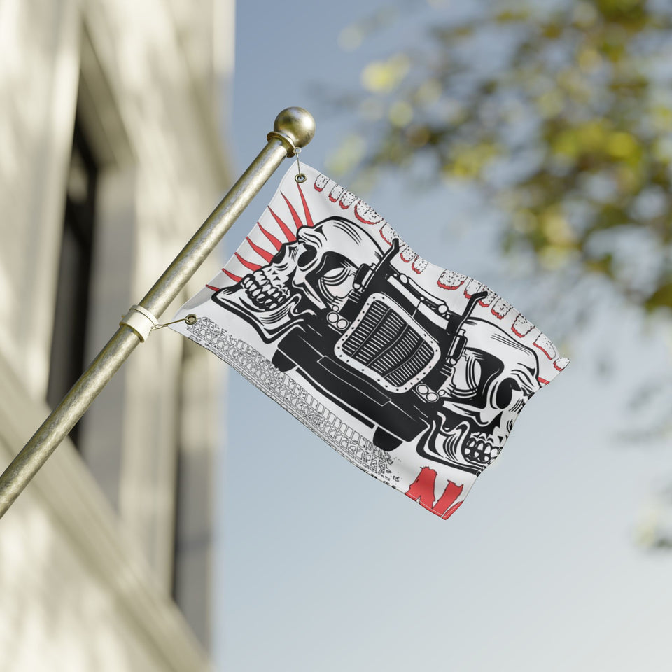 Double-Sided Truck Flag — Big Rig Skull Design (Grommeted Outdoor/Patio Banner)