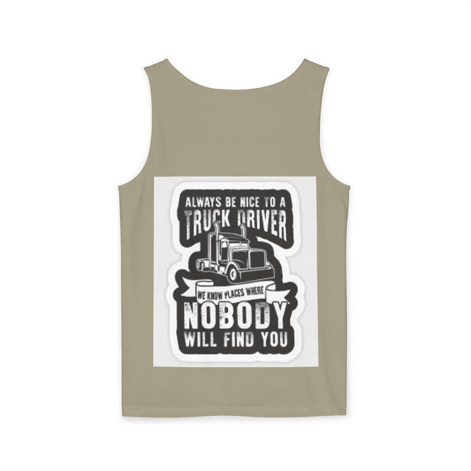 Truck Driver Tank Top — "Always Be Nice to a Truck Driver" Vintage Trucker Graphic