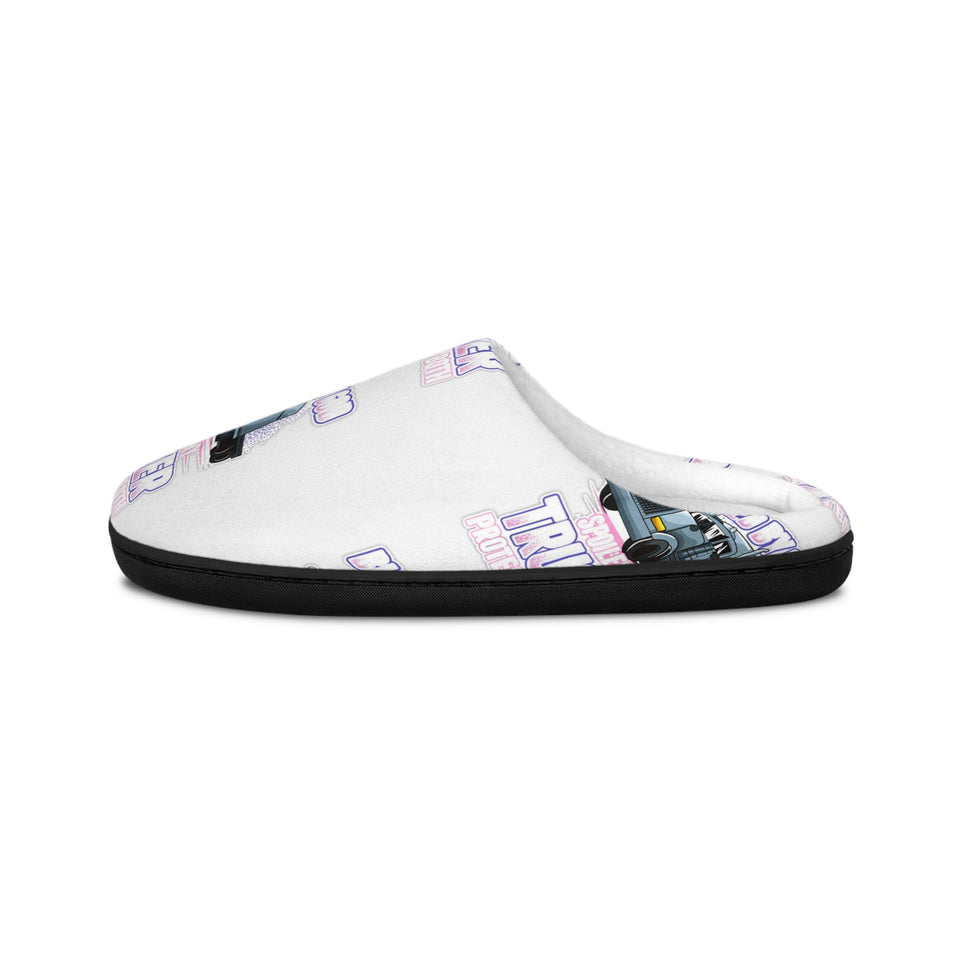 Truck Driver Graphic Slippers — "I Kissed a Trucker" Men's Indoor Slip-Ons