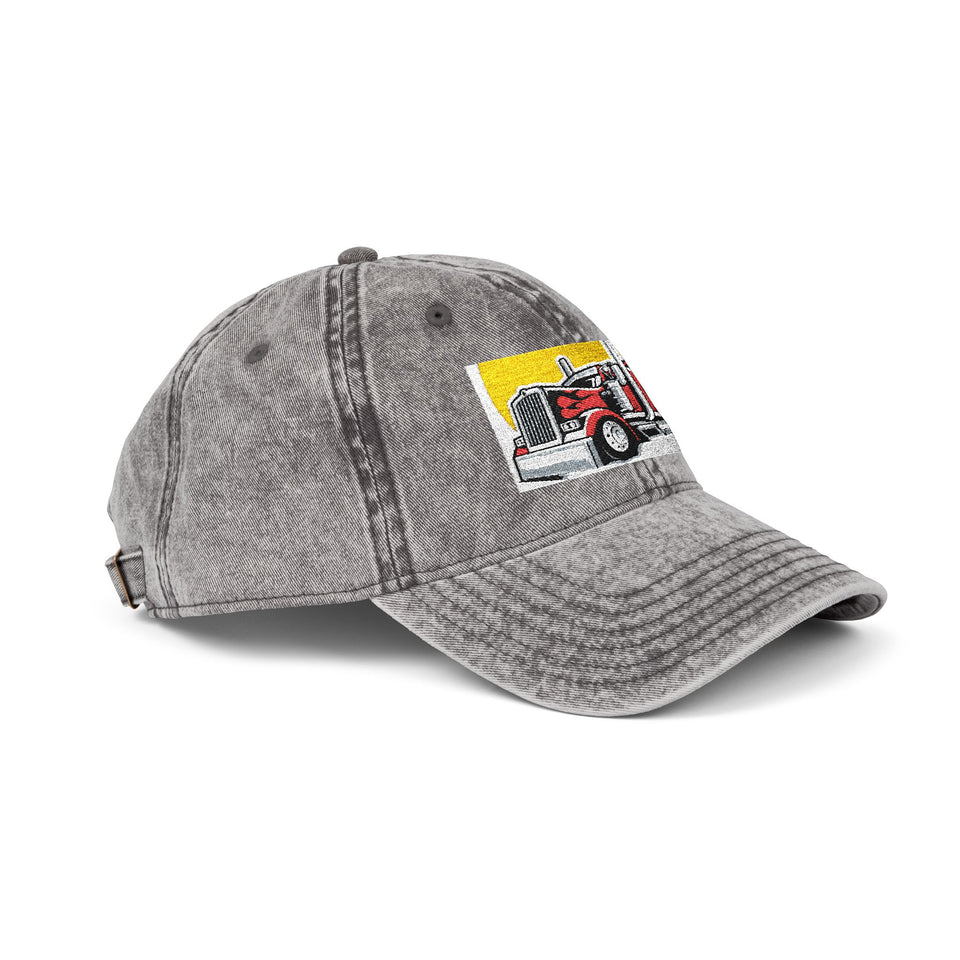 Vintage Embroidered Truck Cap — Retro Red Trucker Hat