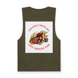 Trucker Flame Tank — "You Don't Truck Life, Life Trucks You" Graphic Muscle Tee