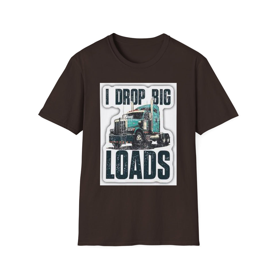 Trucker T-Shirt - "I Drop Big Loads" Vintage Semi Truck Graphic Tee