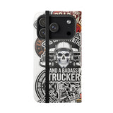 Trucker Sticker Collage Flip Case — Wallet Phone Cover for Truck Drivers
