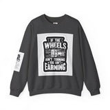 Trucker Crewneck Sweatshirt – "If the Wheels Ain't Turning You Ain't Earning" Vintage Rig Graphic