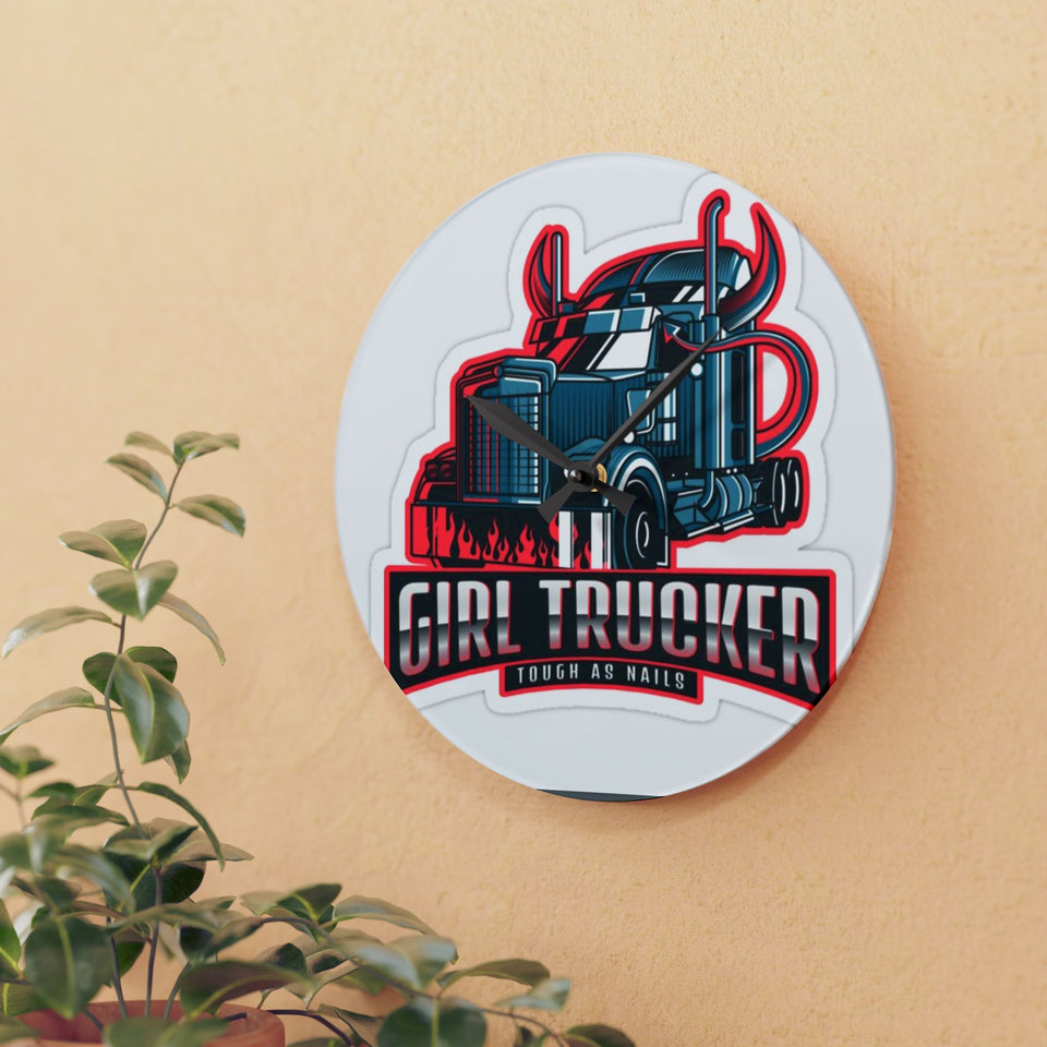 Truck Driver Acrylic Wall Clock — "I Stop When I'm Done" Retro Semi Truck Decor