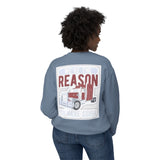 Trucker Crewneck Sweatshirt — “We’re the Reason You Have Stuff” Graphic