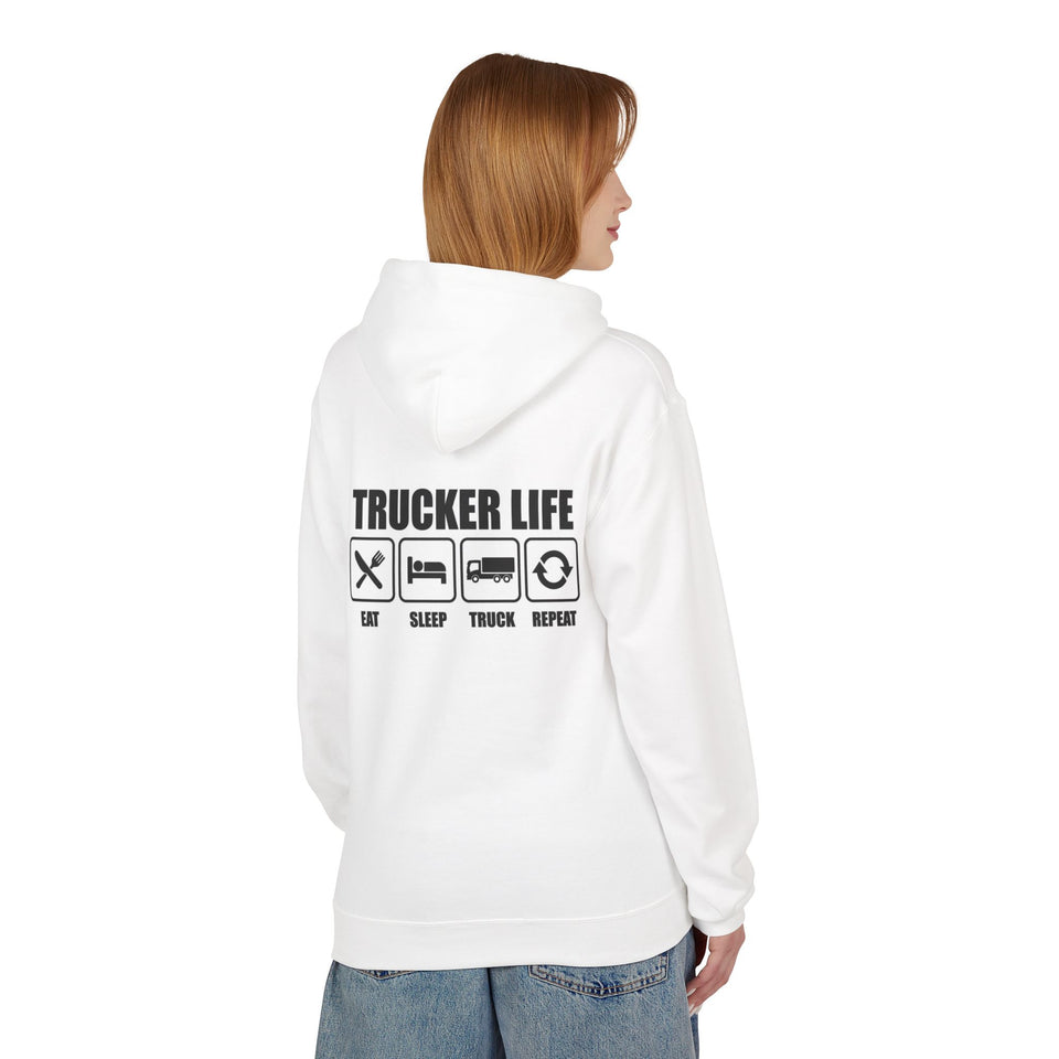 Trucker Life Hoodie — "Eat Sleep Truck Repeat" Graphic Hooded Sweatshirt