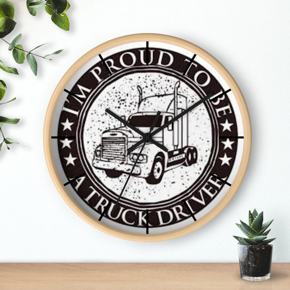 Truck Driver Wall Clock — “I'm Proud to Be a Truck Driver” Vintage Semi Truck Clock