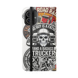 Trucker Sticker Collage Flip Case — Wallet Phone Cover for Truck Drivers