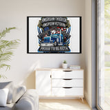 American Trucker American Veteran Framed Canvas - "Proud To Be Both" Patriotic Wall Art