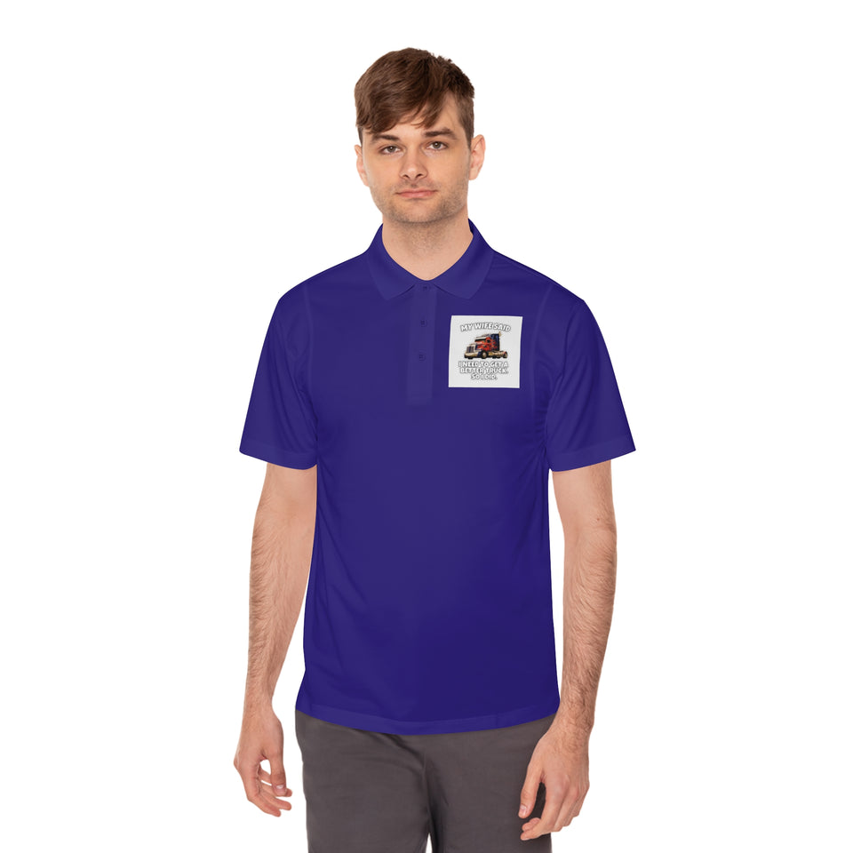 Men's Trucker Polo — "My Wife Said I Need To Get A Better Truck, So I Did" Novelty Work Shirt