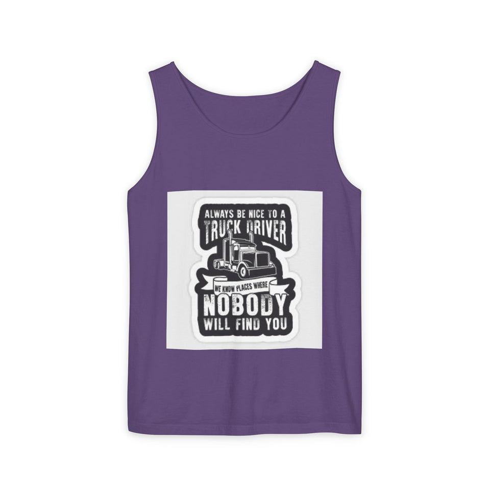Truck Driver Tank Top — "Always Be Nice to a Truck Driver" Vintage Trucker Graphic