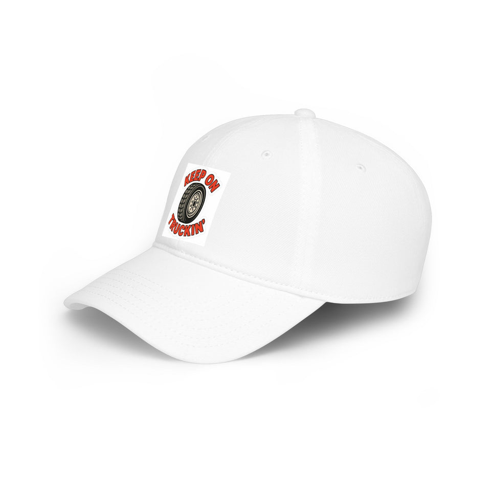 Keep On Truckin' Cap — Low Profile Baseball Hat with Vintage Truck Tire Graphic