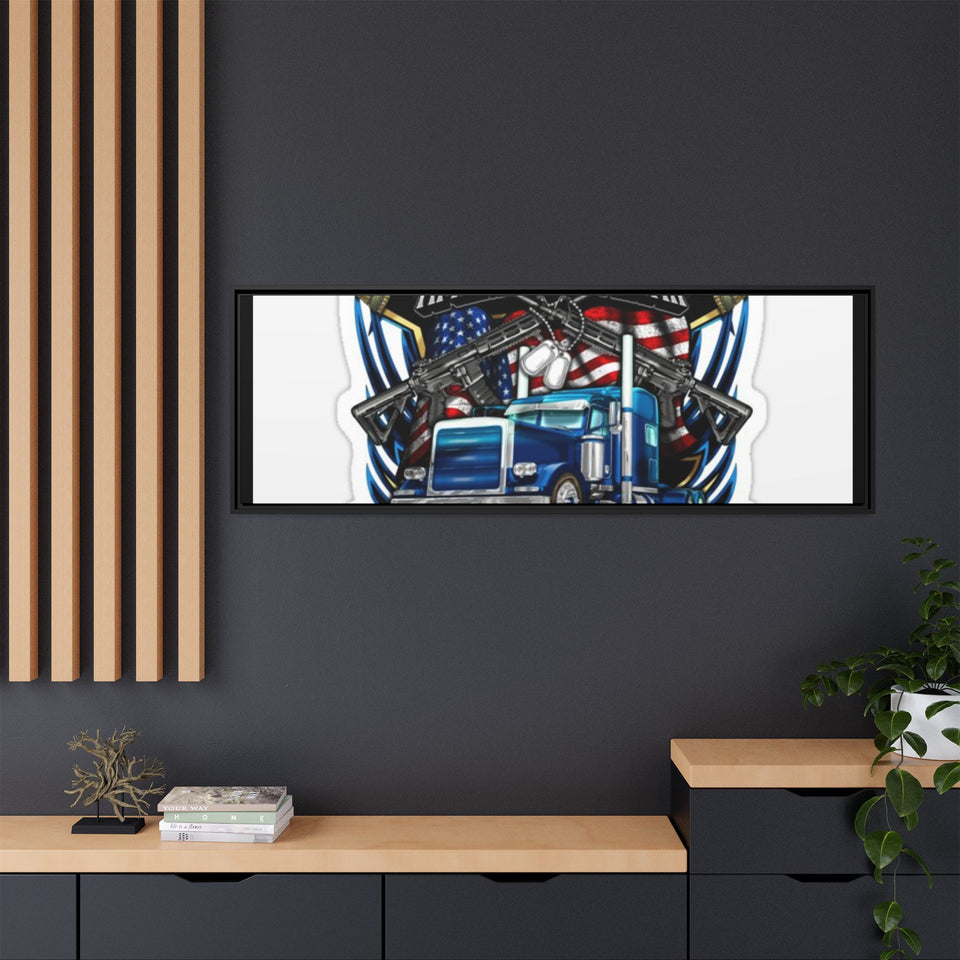 American Trucker American Veteran Framed Canvas - "Proud To Be Both" Patriotic Wall Art