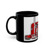 Red Semi Truck Coffee Mug — Trucker Gift Black 11oz/15oz