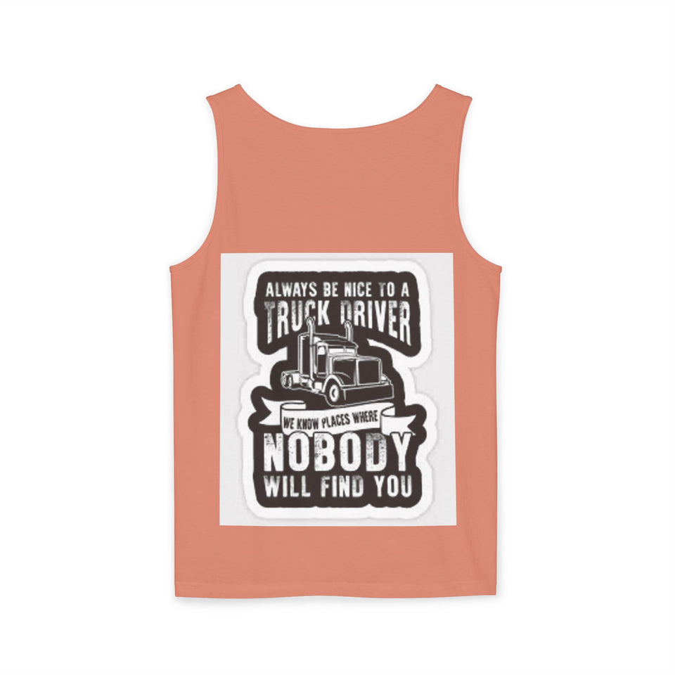 Truck Driver Tank Top — "Always Be Nice to a Truck Driver" Vintage Trucker Graphic