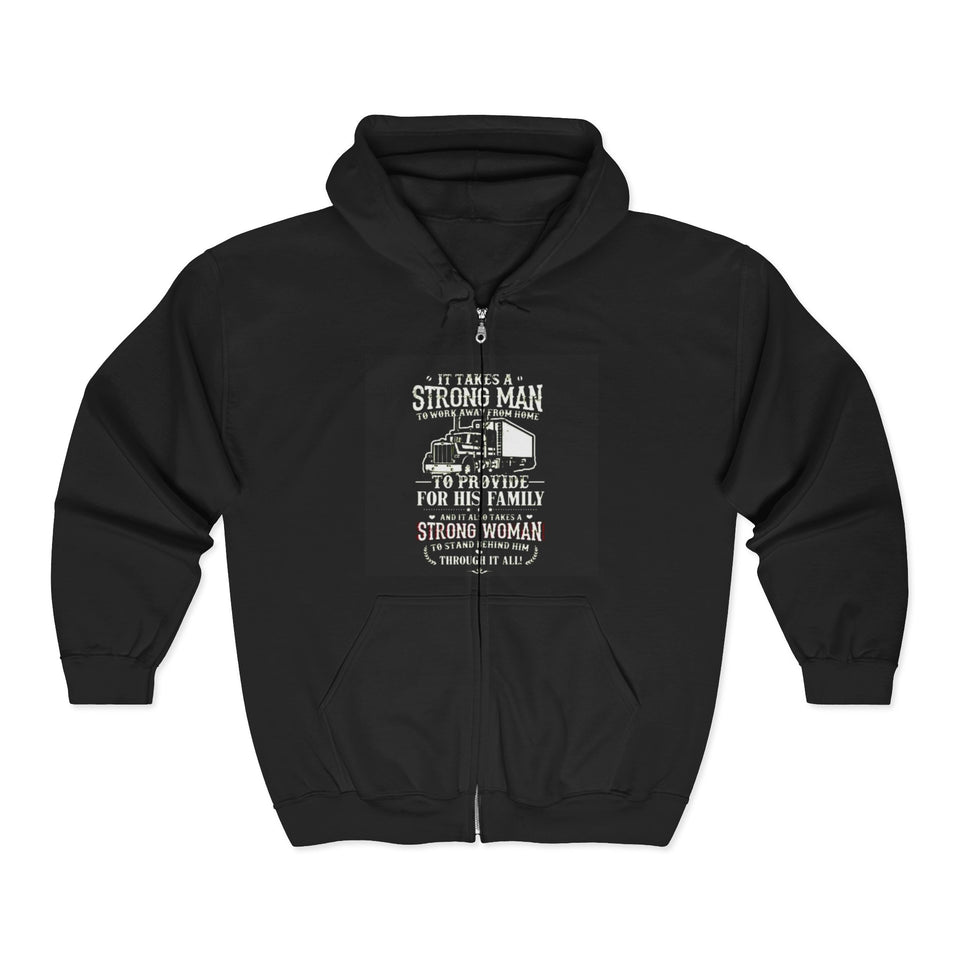 Strong Man Strong Woman Zip Hoodie – 'It Takes a Strong Man to Provide' Family Tribute