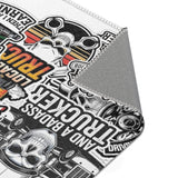 Trucker Patch Collage Area Rug — Vintage Semi Truck Stickers Design