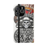 Trucker Sticker Collage Flip Case — Wallet Phone Cover for Truck Drivers