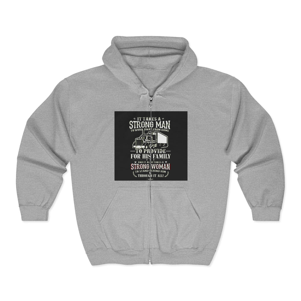 Strong Man Strong Woman Zip Hoodie – 'It Takes a Strong Man to Provide' Family Tribute