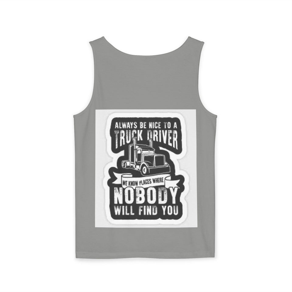 Truck Driver Tank Top — "Always Be Nice to a Truck Driver" Vintage Trucker Graphic