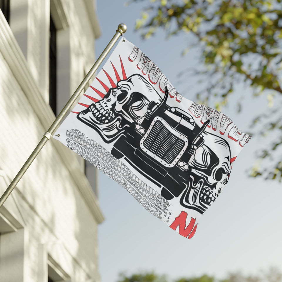 Double-Sided Truck Flag — Big Rig Skull Design (Grommeted Outdoor/Patio Banner)