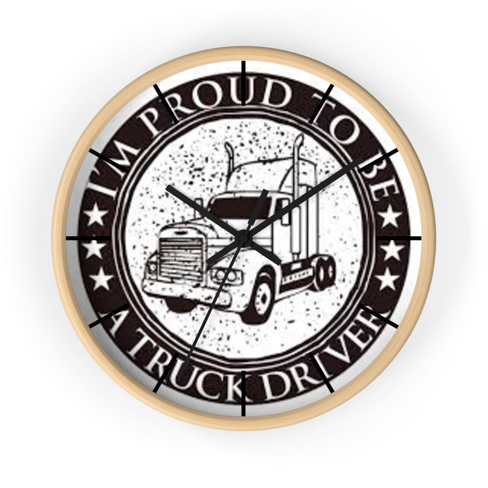 Truck Driver Wall Clock — “I'm Proud to Be a Truck Driver” Vintage Semi Truck Clock