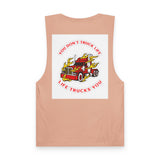 Trucker Flame Tank — "You Don't Truck Life, Life Trucks You" Graphic Muscle Tee