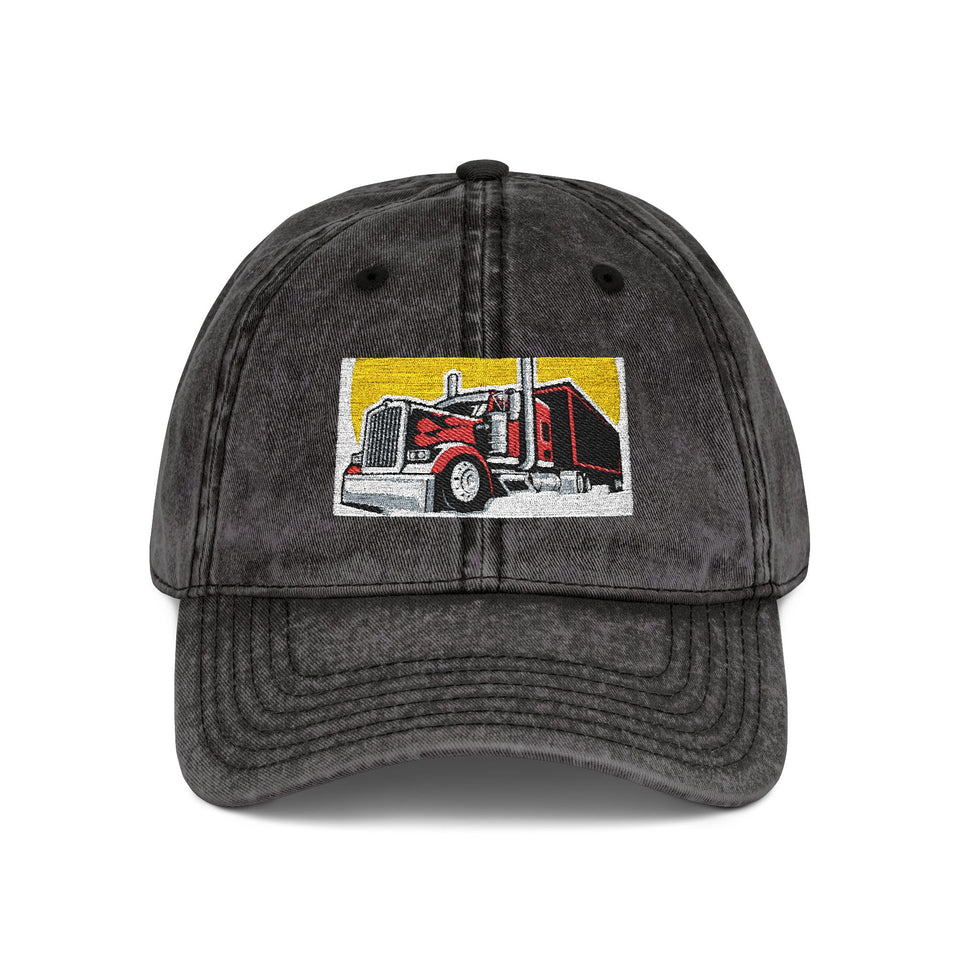 Vintage Embroidered Truck Cap — Retro Red Trucker Hat