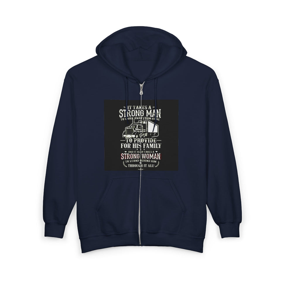 Strong Man Strong Woman Zip Hoodie – 'It Takes a Strong Man to Provide' Family Tribute