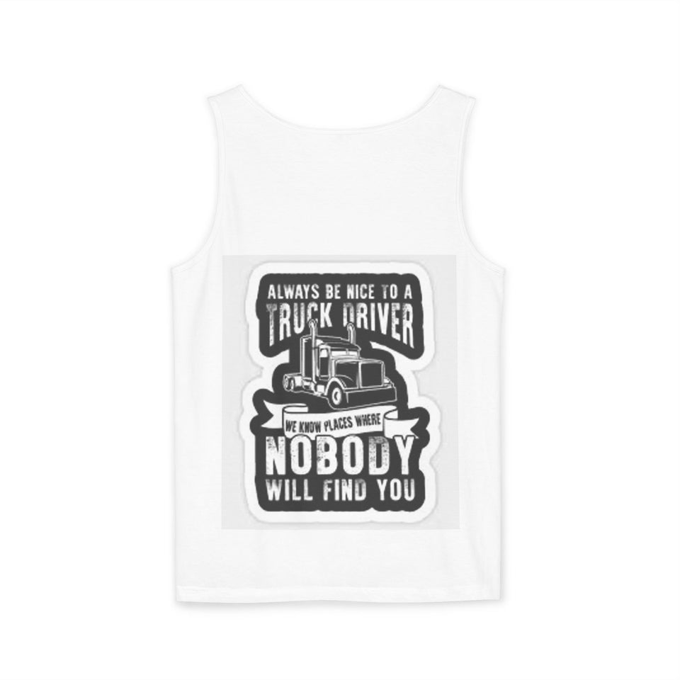 Truck Driver Tank Top — "Always Be Nice to a Truck Driver" Vintage Trucker Graphic