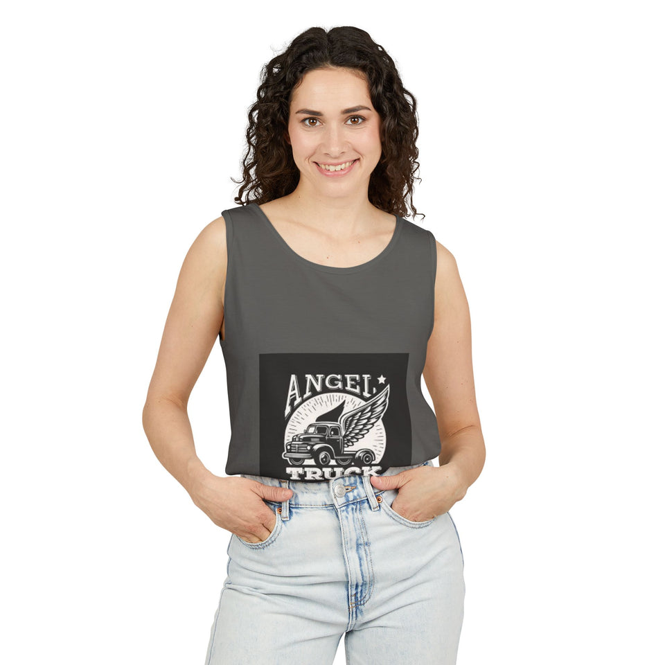 Angel Truck Tank Top — Vintage Winged Truck Graphic Tank for Truckers & Gearheads