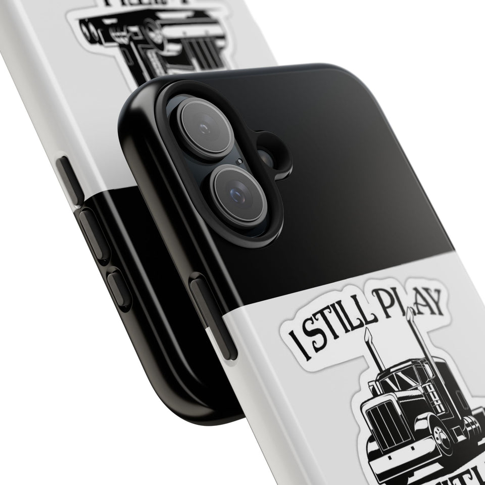 I Still Play With Trucks Phone Case — Retro Semi Truck Protective Cover for Truckers & Truck Lovers